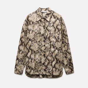 Zara snake print button down shirt